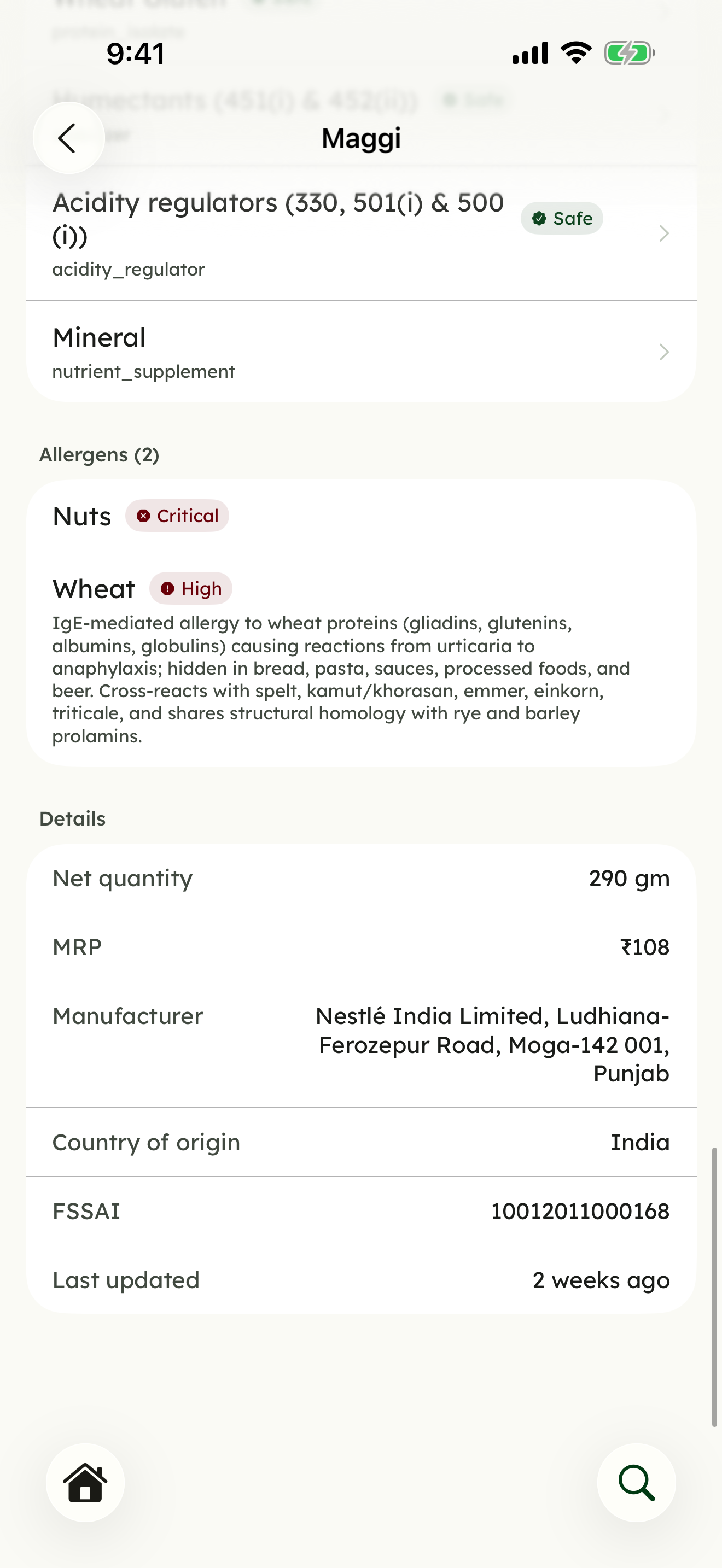 Allergens & diet, front and centre